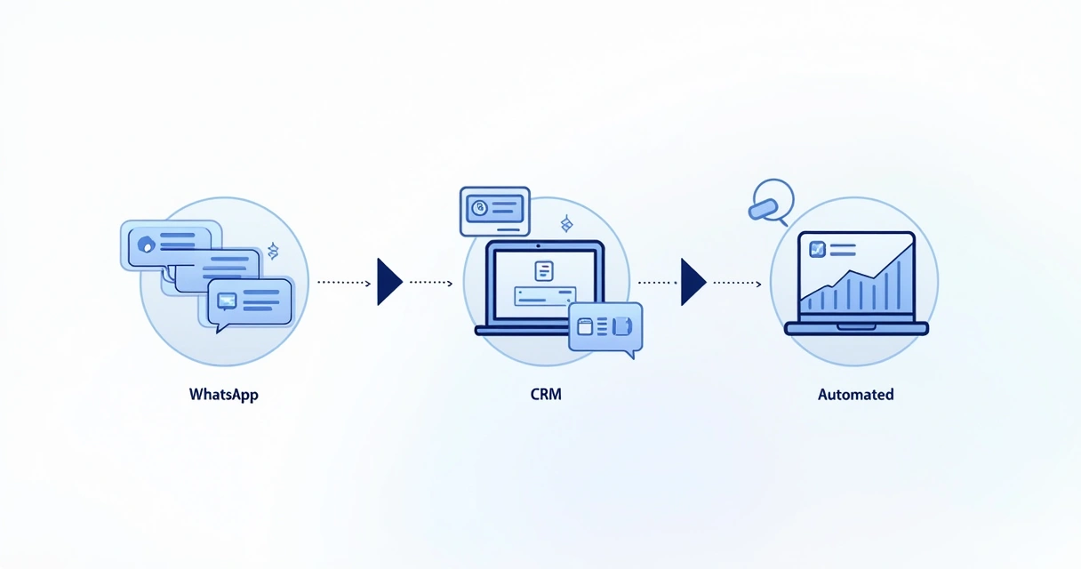 Fluxo de integração entre WhatsApp, CRM e automação comercial 