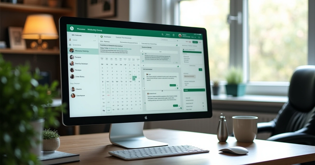 Integração do WhatsApp com sistema de CRM e calendário na tela de computador