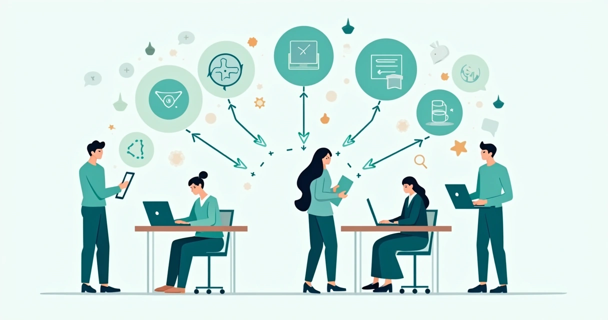 Fluxo visual conecta áreas de sucesso do cliente, marketing, vendas e produto em uma empresa SaaS 