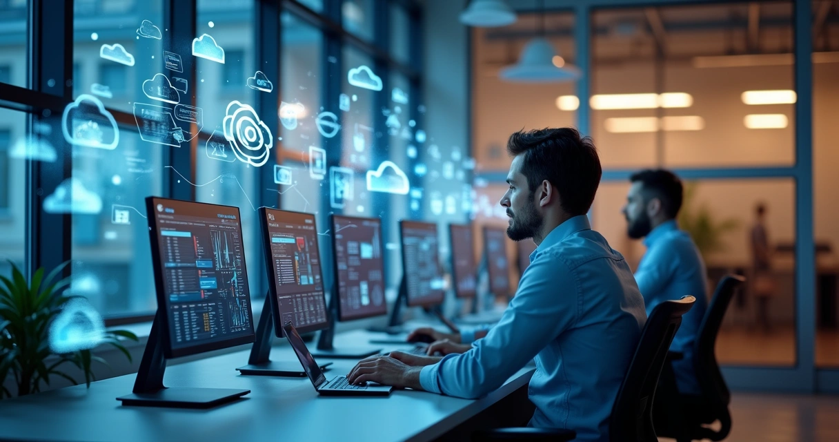 Conexão entre sistemas digitais por meio de nuvem e APIs 