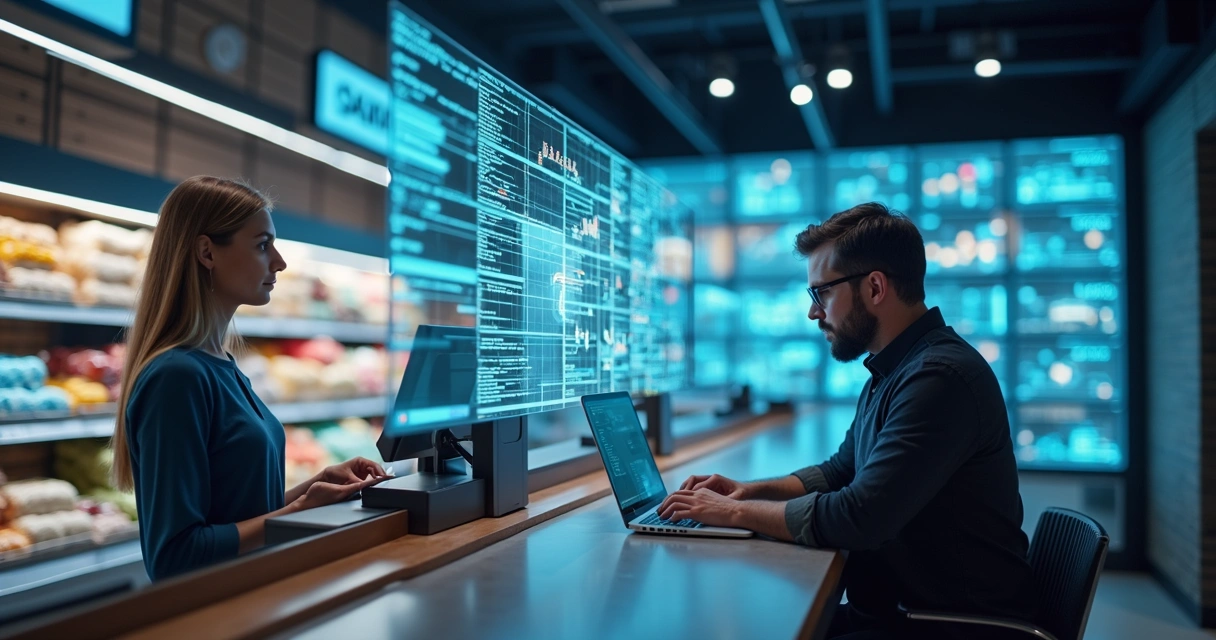 Ilustração da integração de dados de compra online e offline 