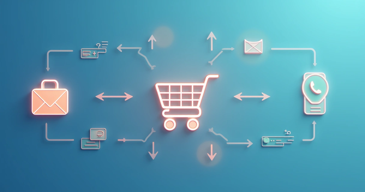 Fluxo de automação integrando e-mail, WhatsApp e SMS para recuperação de carrinho 