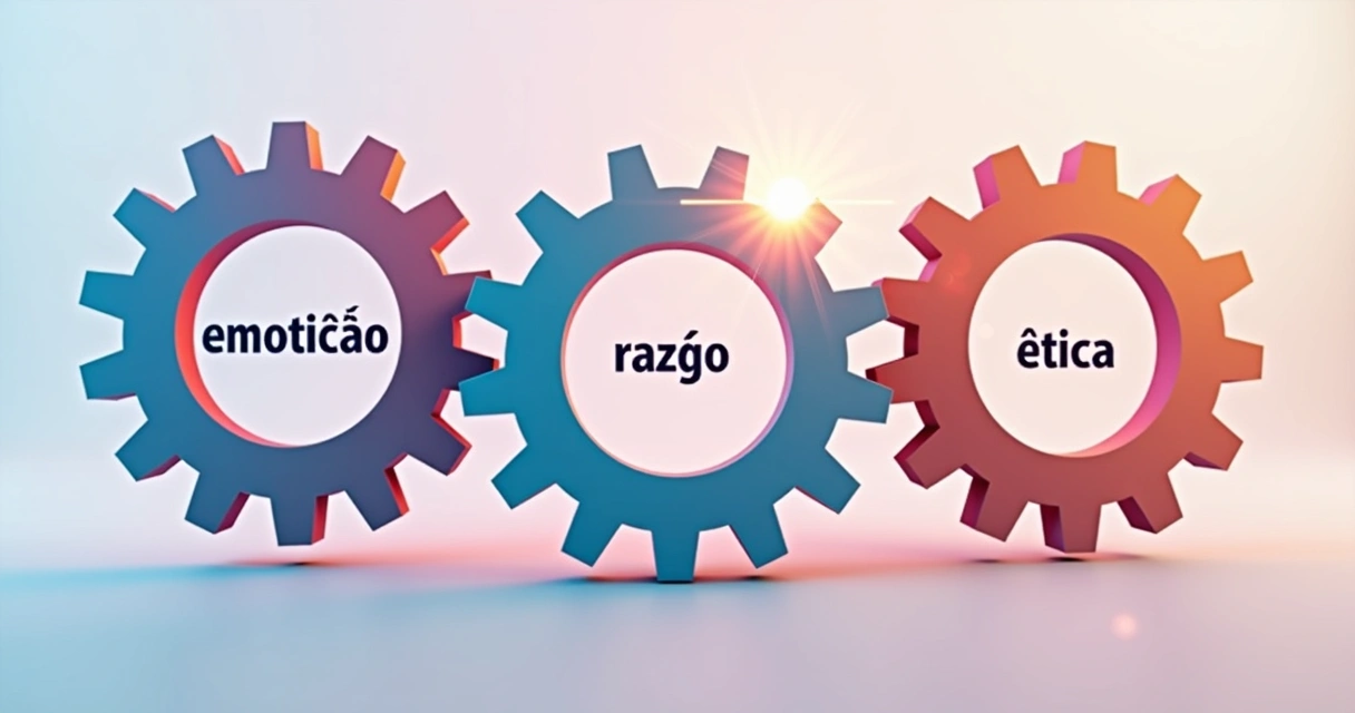 Desenho mostrando equilíbrio entre emoção, razão e ética 