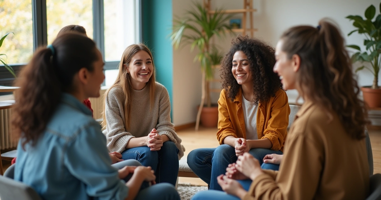 Equipe reunida em roda, compartilhando experiências e fortalecendo vínculos 