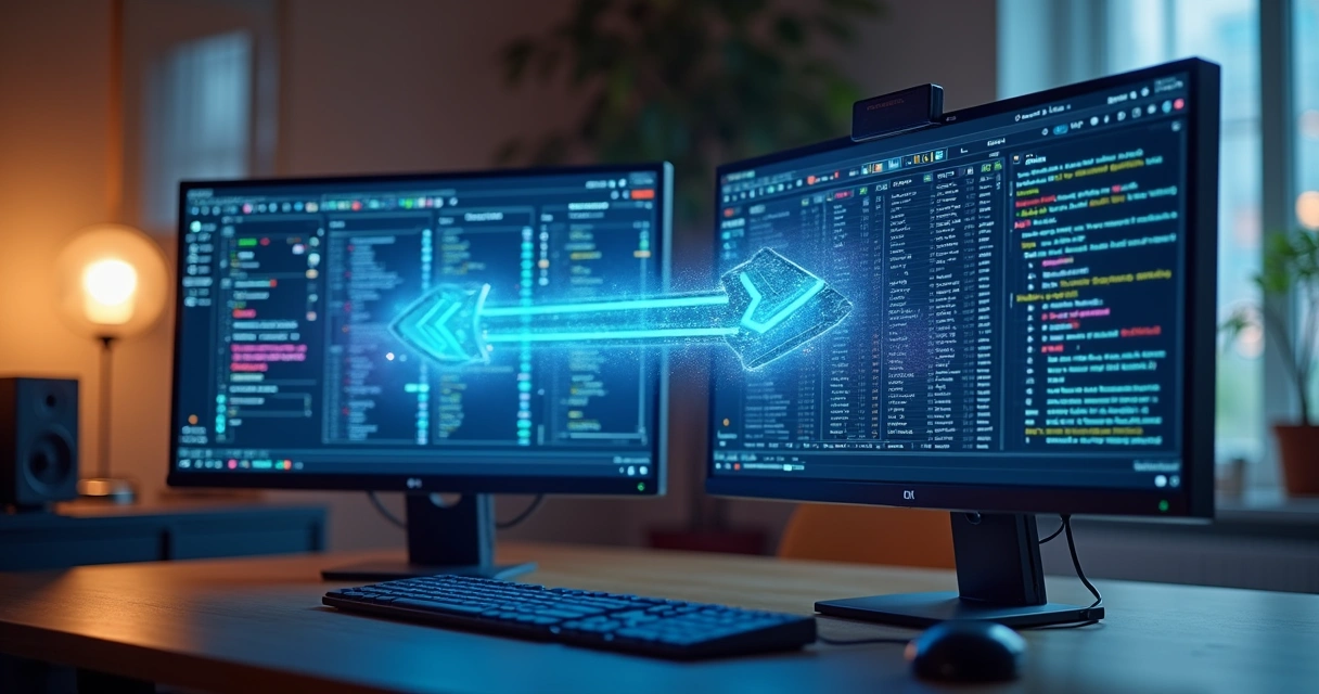 Integração visual entre sistema de CRM e plataforma de mailing B2B com dados fluindo entre as telas 