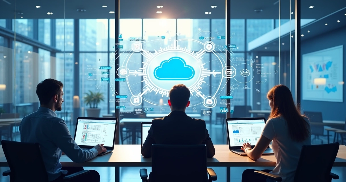 Equipe de marketing, vendas e customer success utilizando CRM integrado 