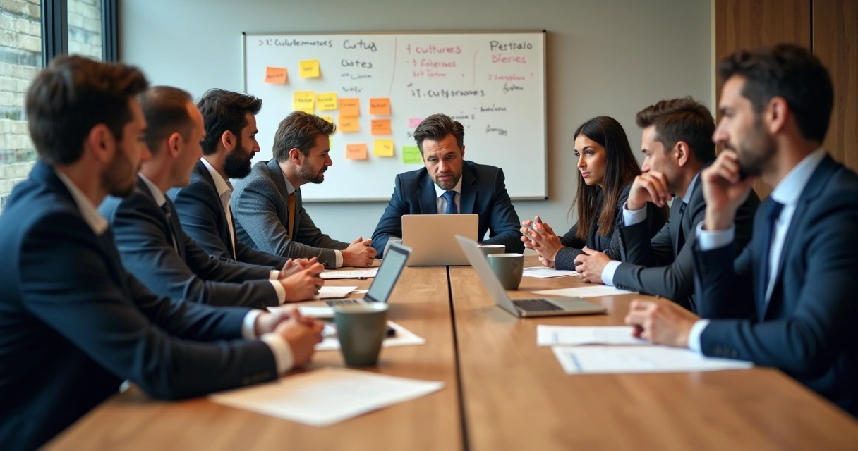 Equipe de trabalho multissetorial em reunião integrativa