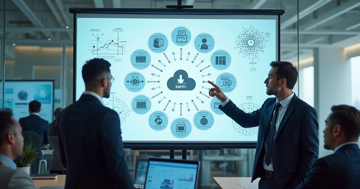 Profissionais fiscais e de TI discutindo integração de sistemas 
