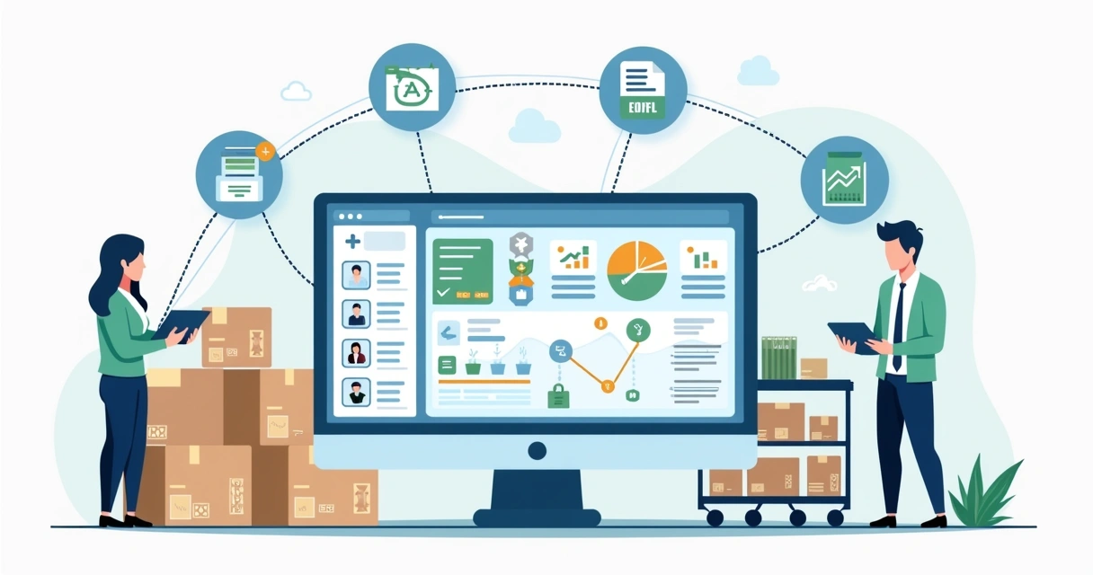 Painel com ERP conectado a catálogo digital e estoque sincronizado