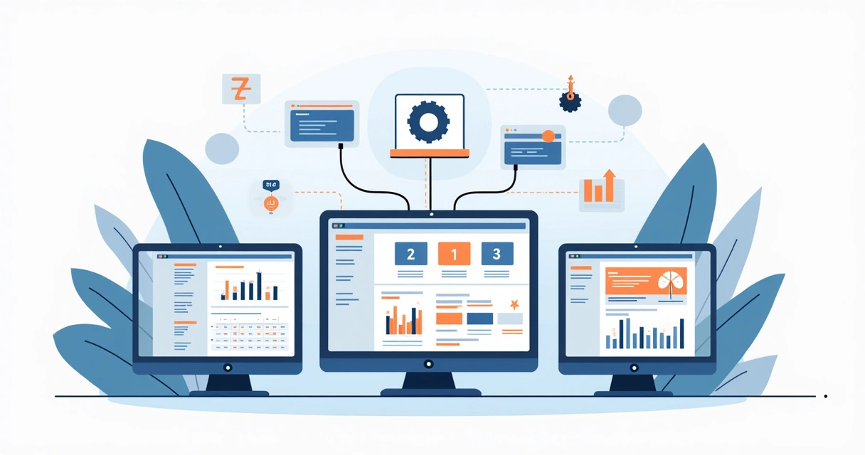 Computadores conectados mostrando integração de ERP com plataforma de cobranças 