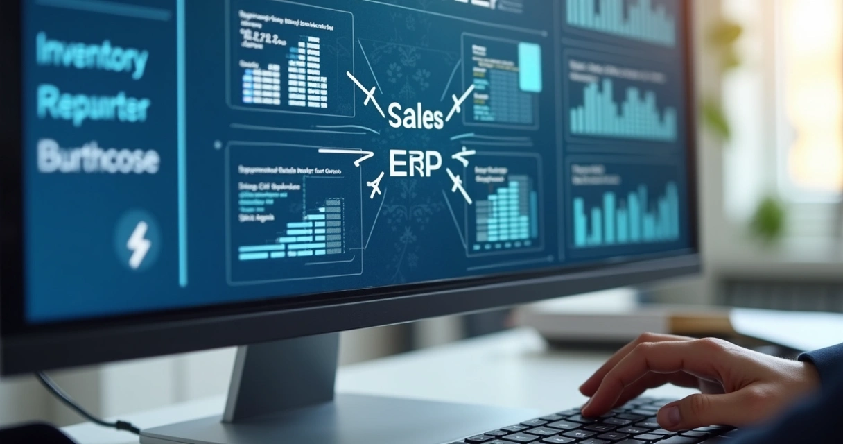 Tela com integração entre estoque, vendas e financeiro no ERP