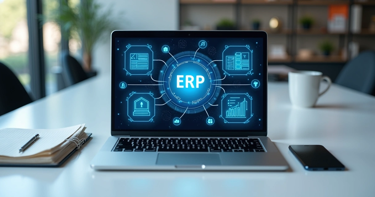 Tela com integrações de ERP, banco e relatórios financeiros