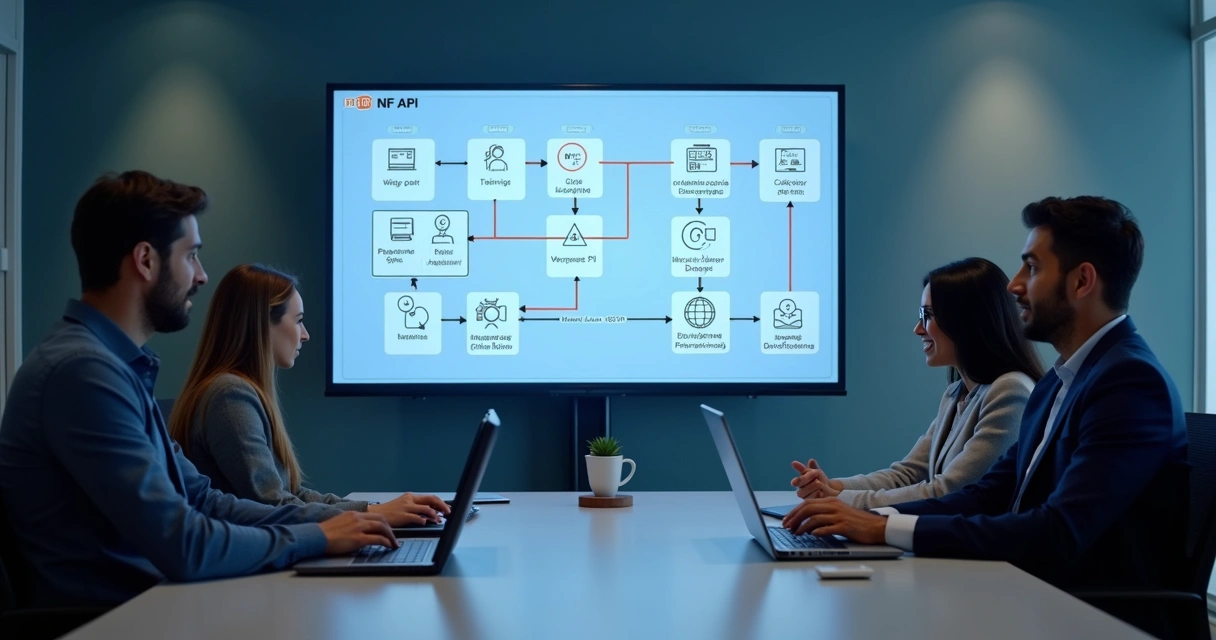 Equipe técnica integrando ERP com API de NF-e