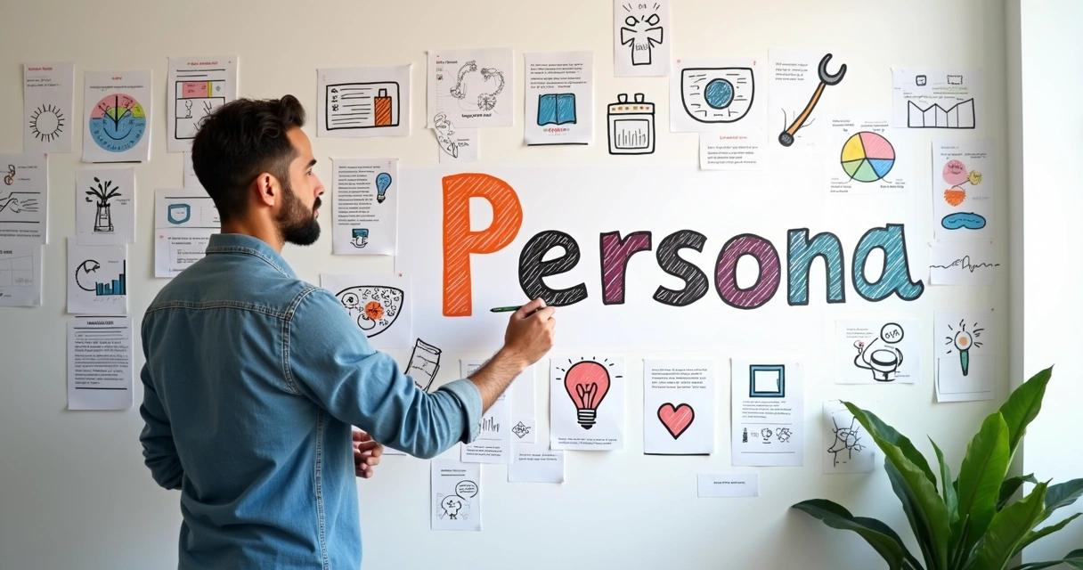 Quadro ilustrando integração de persona com marketing e vendas 