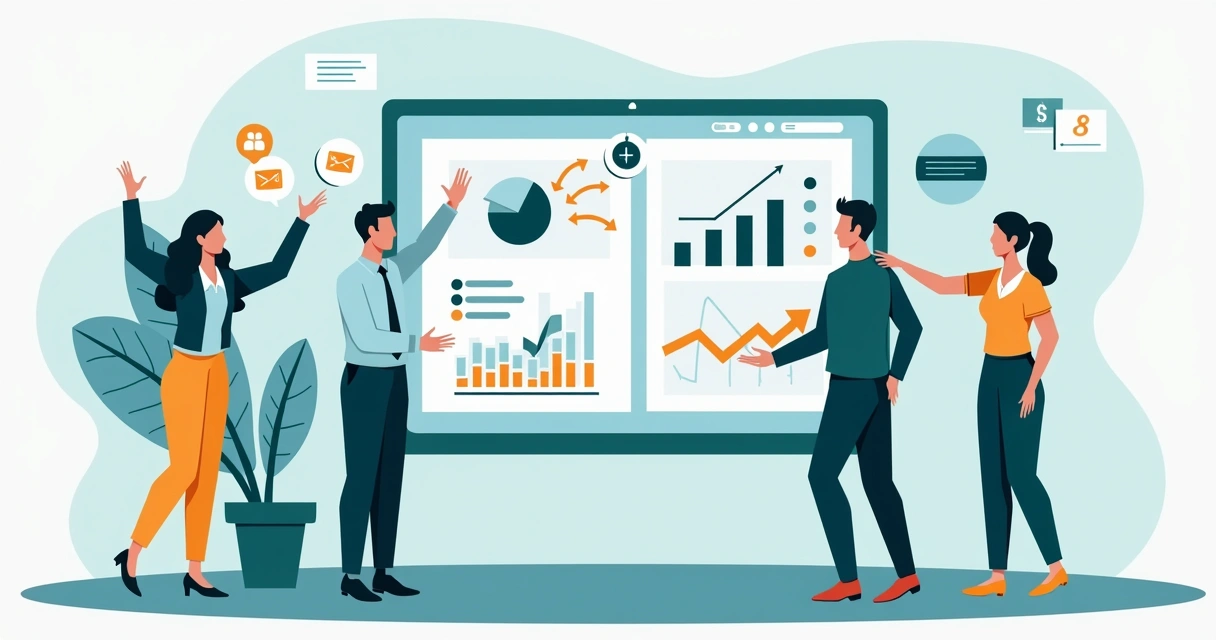Gestores de marketing conectando dados em diversas plataformas na mesma tela de dashboard. 