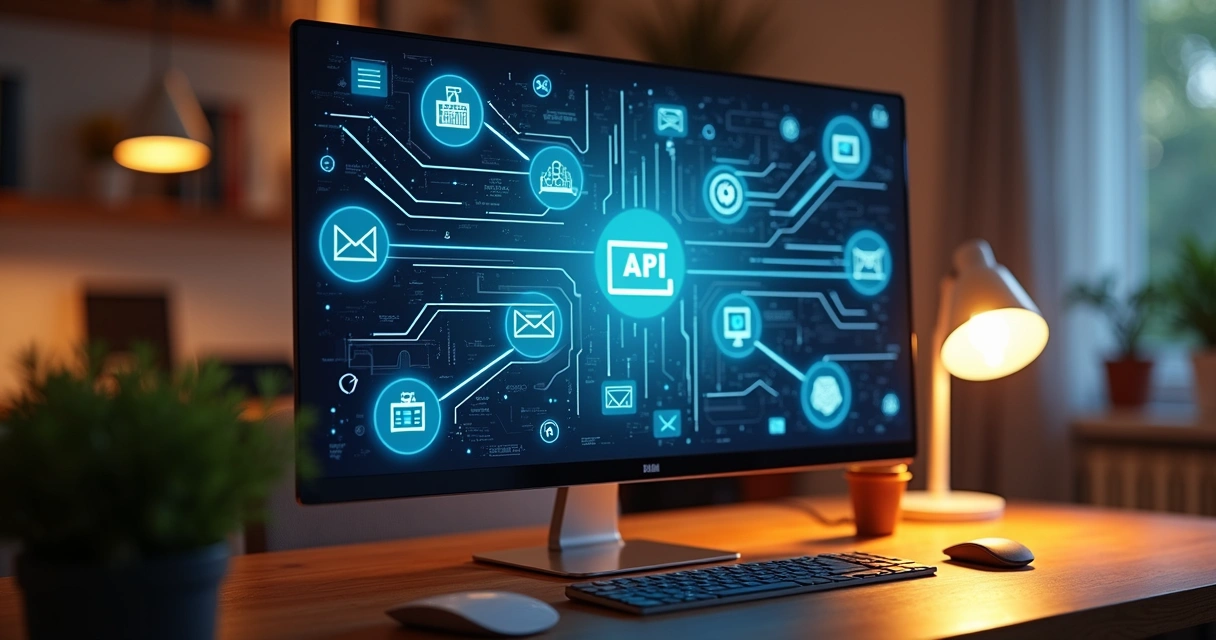 Representação de um site conectado com ferramentas digitais no computador 