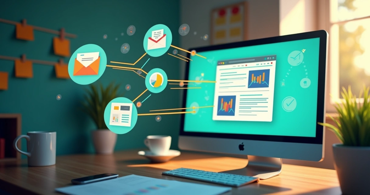 Representação gráfica de integrações de marketing digital em página de conversão