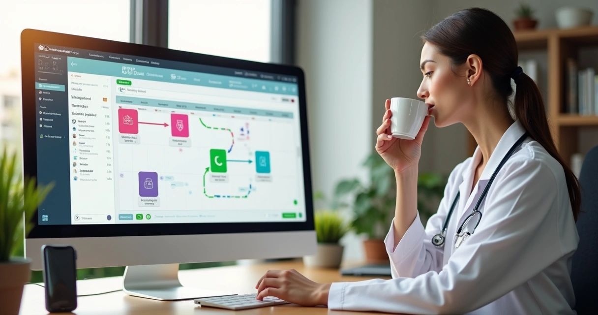 Tela mostrando integração de agenda online com WhatsApp e outros sistemas de consultório