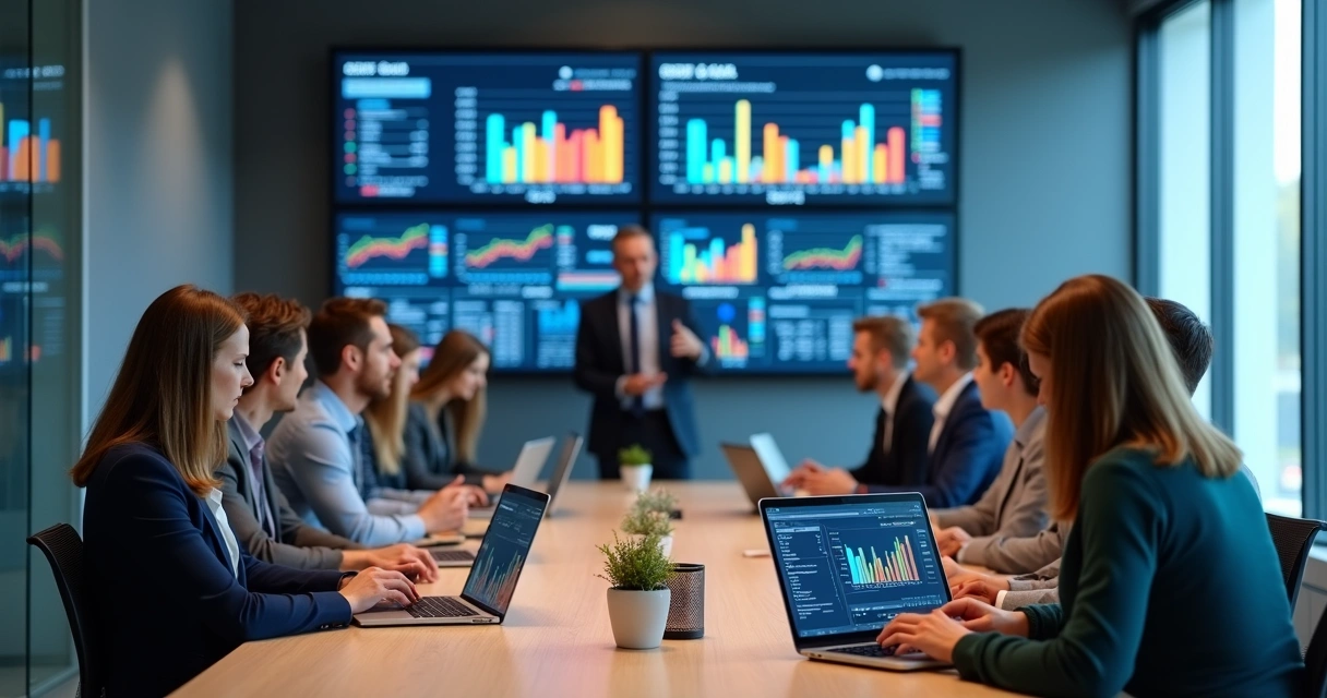 Departamentos fiscal e contábil reunidos analisando dados 