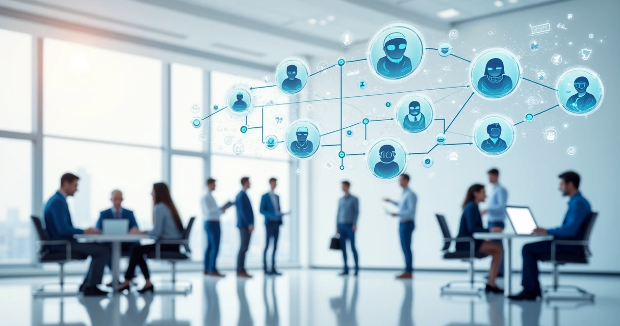 Fluxo de trabalho digital integrado com agentes de IA e humanos. 
