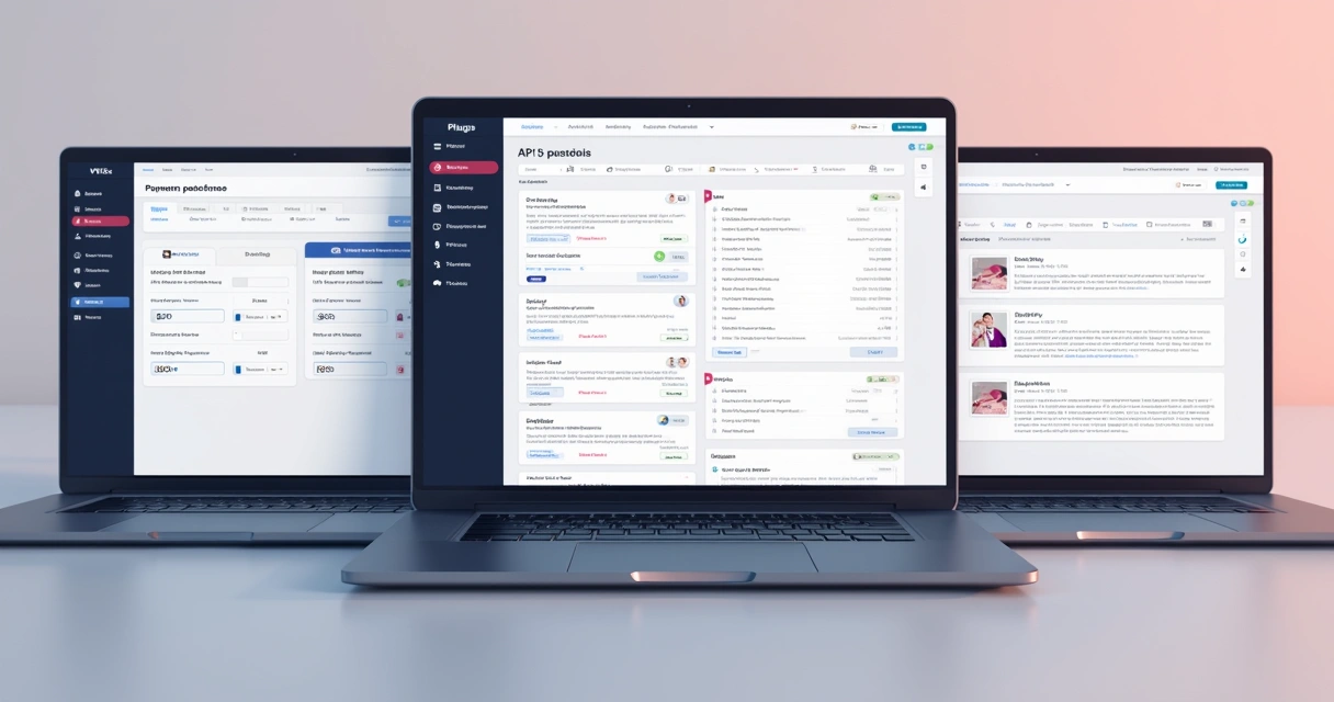 Telas de integração de gateway de pagamento com Shopify, WooCommerce e VTEX 