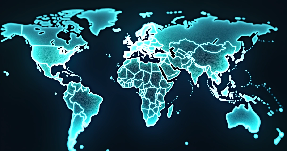 Mapa global conectando listas de sanções de diferentes países 