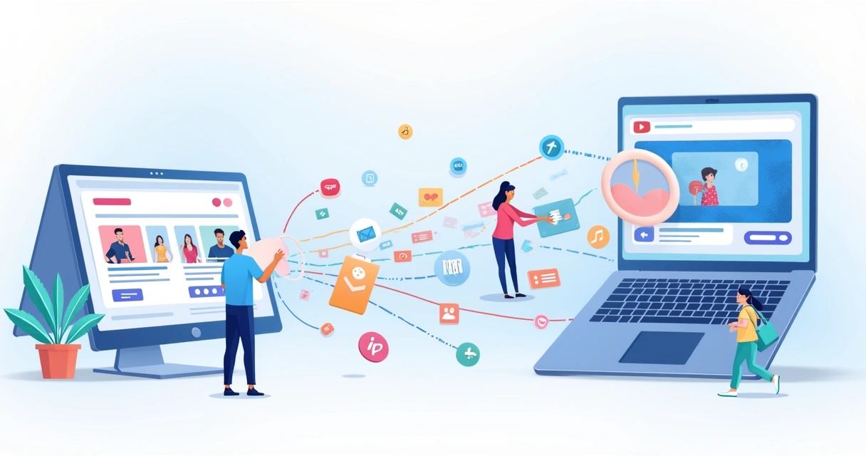 Integração visual entre Google Shopping e YouTube representando funil de vendas digital