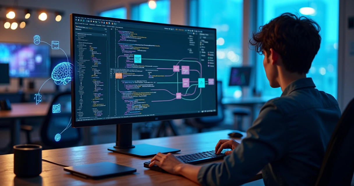 Desenvolvedor integra inteligência artificial e APIs em um painel com fluxos automatizados 