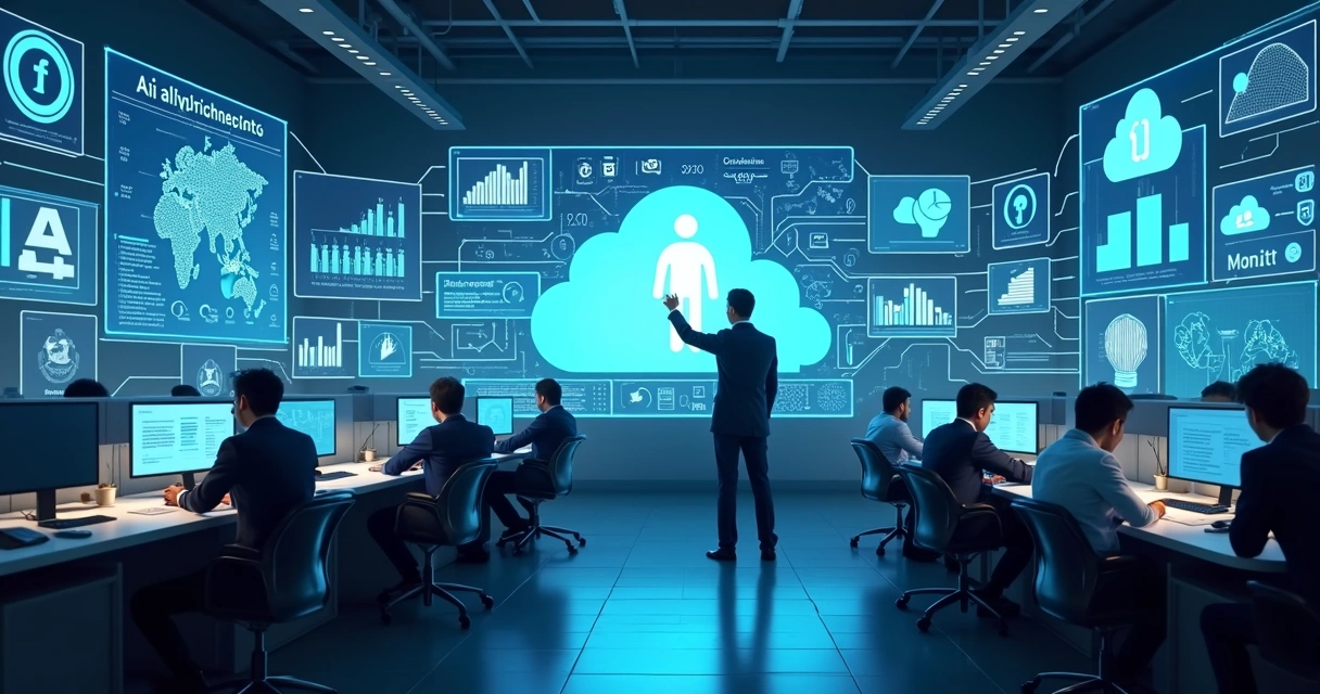 Ilustração de integração entre IA e sistemas empresariais