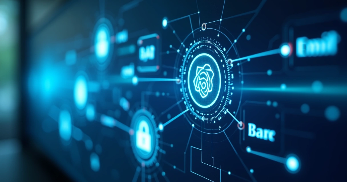 Painel digital mostrando sistemas interligados por inteligência artificial 