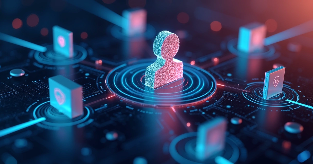 Diagrama visual de integração entre sistemas corporativos e IA 