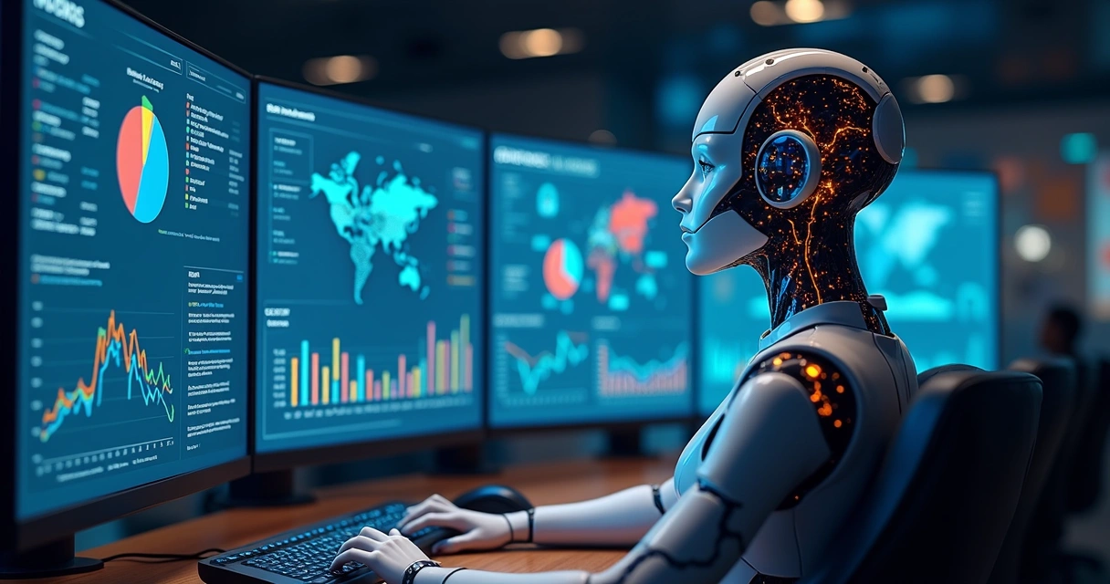 Telão mostrando integração entre IA e sistemas internos 