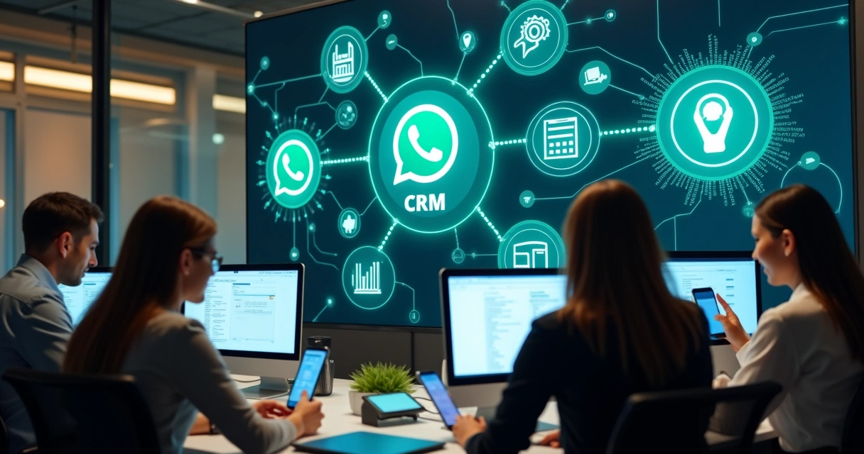 Integração de IA com WhatsApp e CRM em ambiente de escritório 