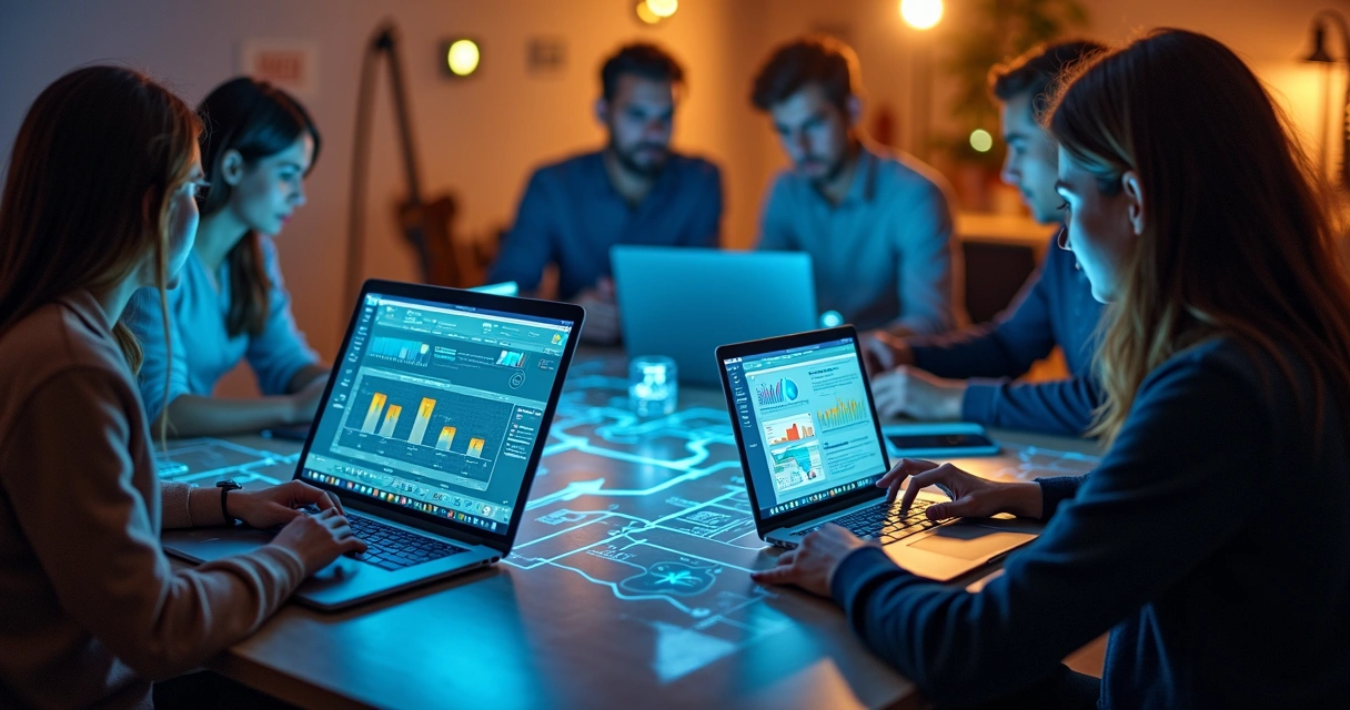 Equipe integrando diferentes áreas de marketing