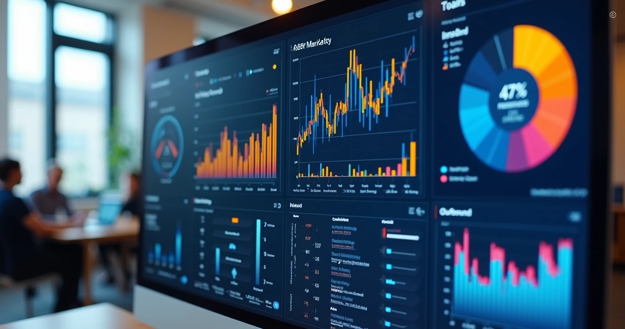 Inbound Marketing para SaaS B2B: Guia de Estratégias Práticas 7 Painel digital mostrando integração inbound e outbound para SaaS