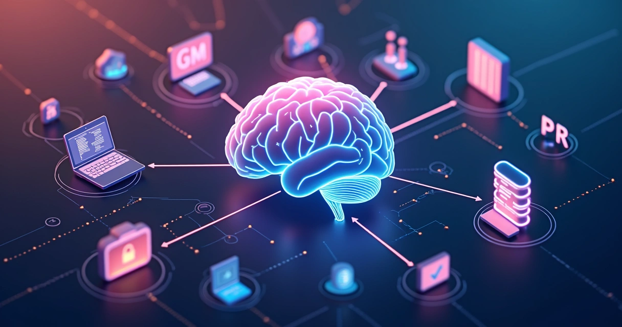 Conexão digital entre sistemas de uma empresa em um painel digital claro 