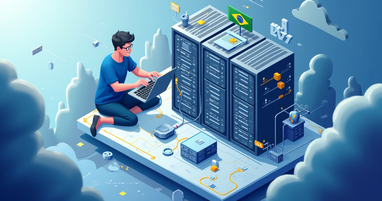 Profissional de TI ajustando integração de sistema legado com edge computing nacional 