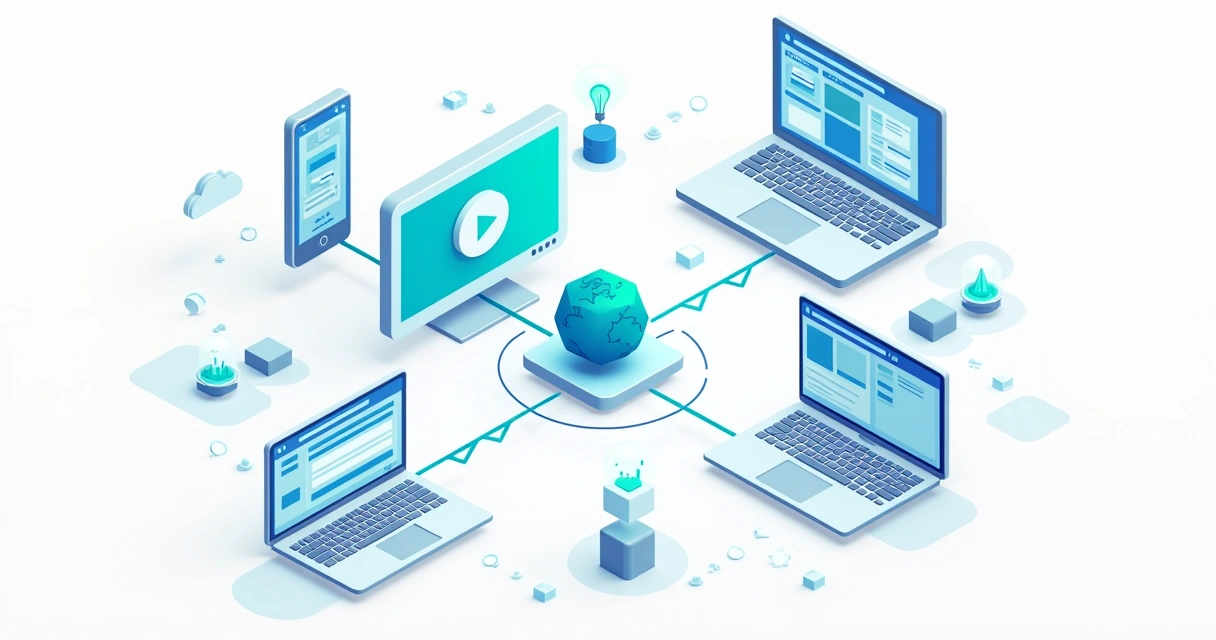 Fluxo entre LMS, biblioteca de vídeos e área do aluno 