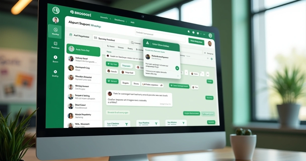 Tela de um dashboard de loja virtual exibindo integração com WhatsApp, com ícones de notificações e mensagens 