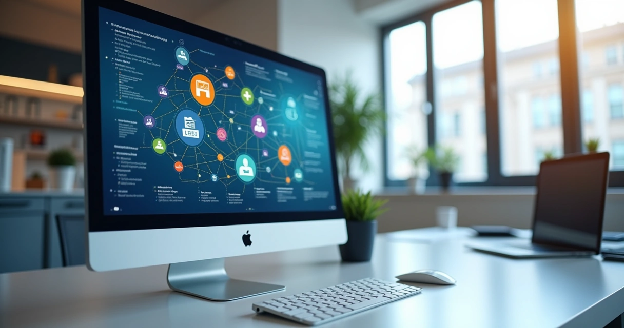 Tela de integração entre plataforma de dados e CRM com fluxos conectados 