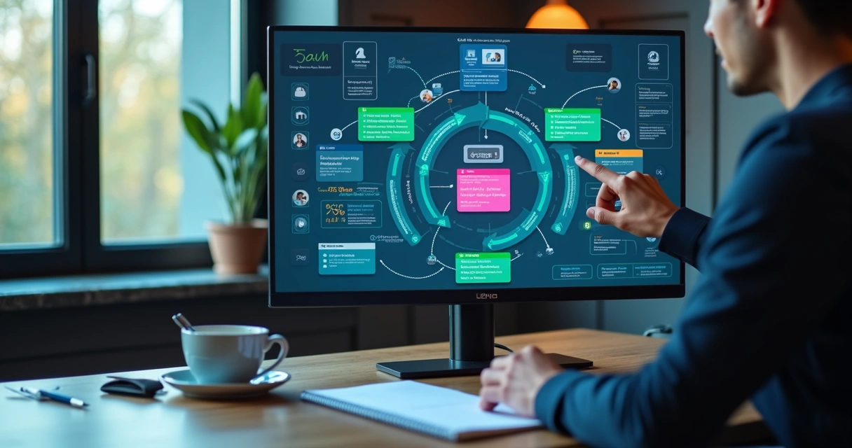 Screen showing integration between marketing, sales, and post-sales in an agency