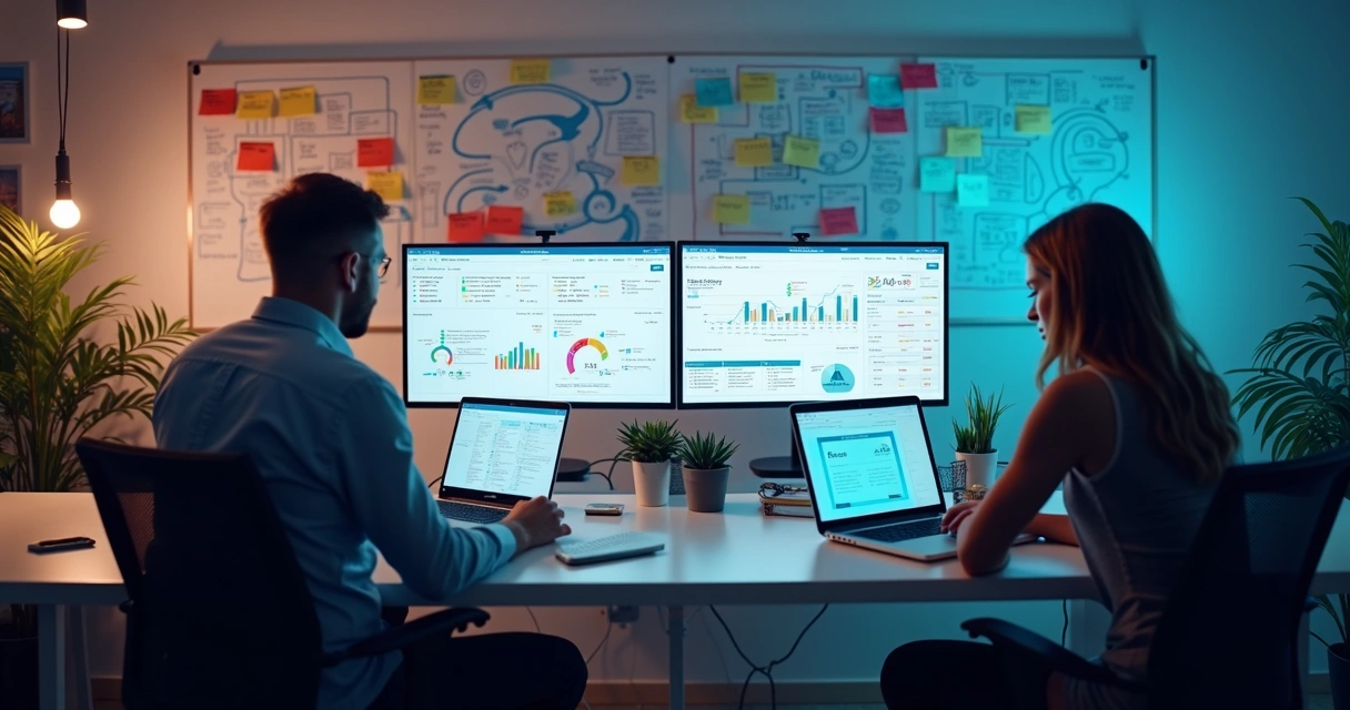 Equipe integrando sistema de marketing digital ao site em painel administrativo 