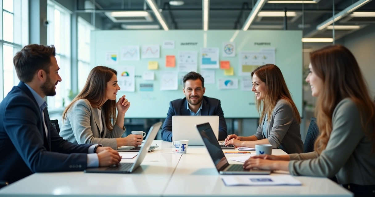 Time de marketing e vendas trabalhando juntos 