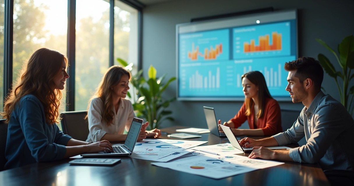 Equipe de marketing e vendas reunidas em brainstorm 