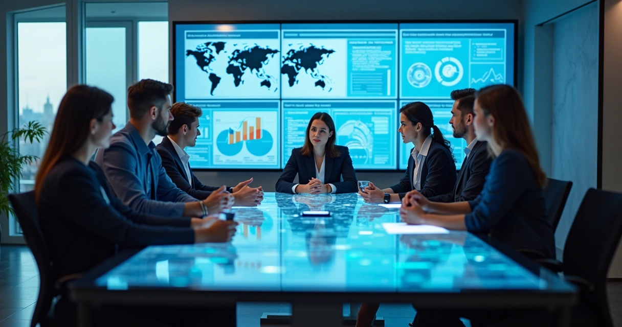 Equipe de marketing e vendas em reunião integrando estratégias digitais 