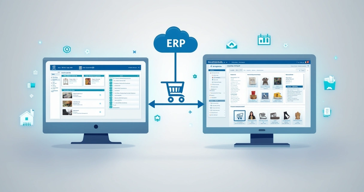 Tela de ERP integrada a marketplace com produtos sincronizados 