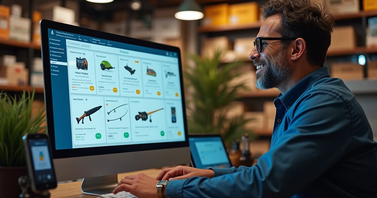 Dashboard de integração ERP mostrando sincronização de estoque entre e-commerce, loja física e marketplaces 