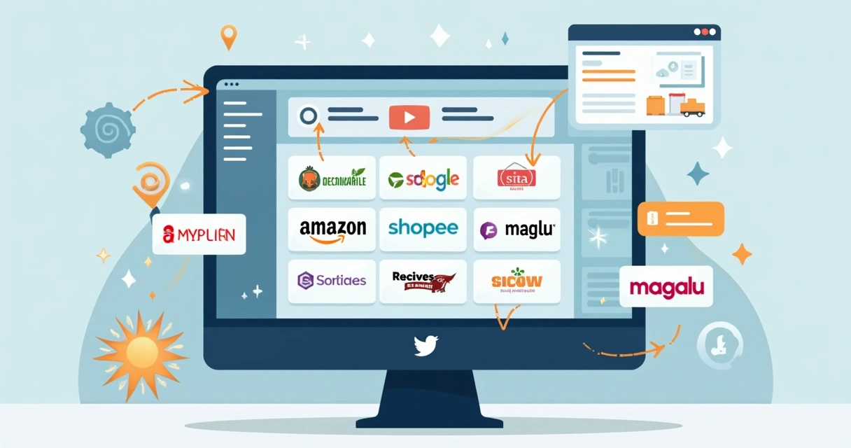 Tela de computador mostrando integração entre loja virtual e marketplaces