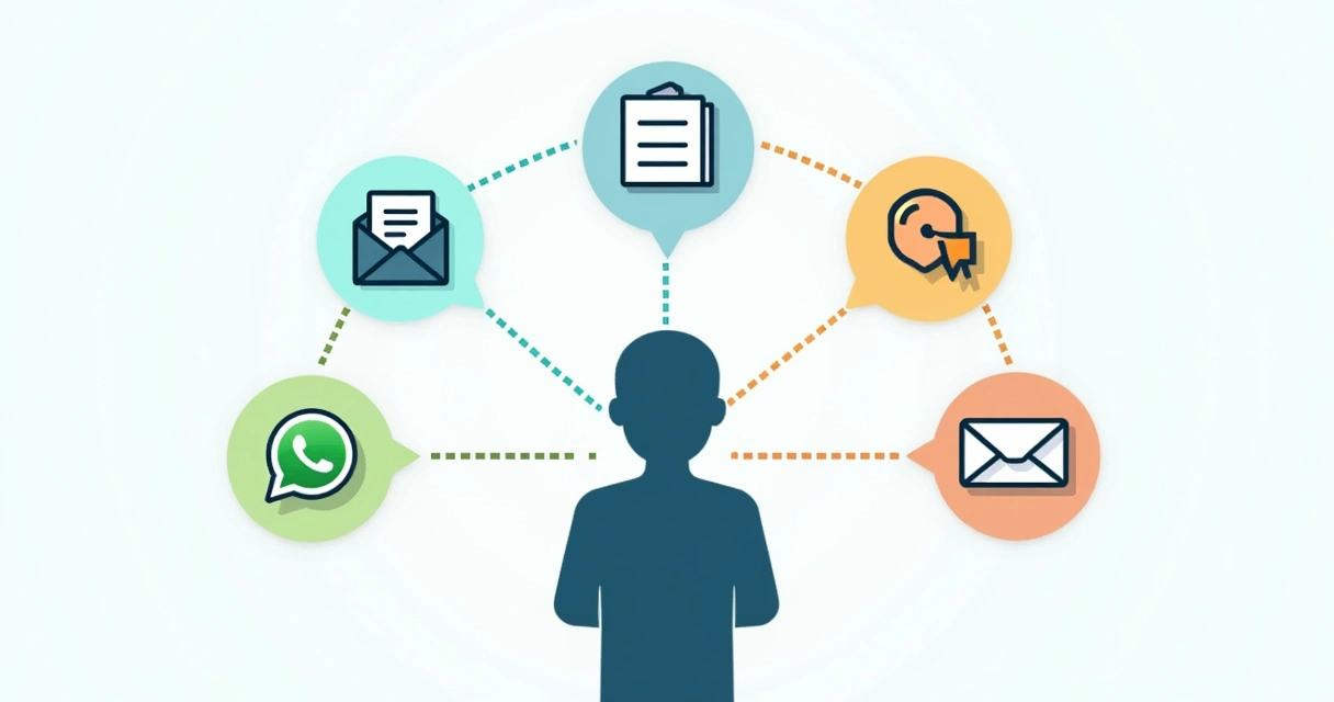 Fluxo integrando email, WhatsApp e SMS no e-commerce 