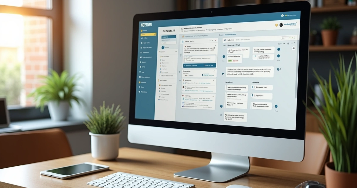 Tela do Notion com integrações de Google Drive e Slack em destaque 